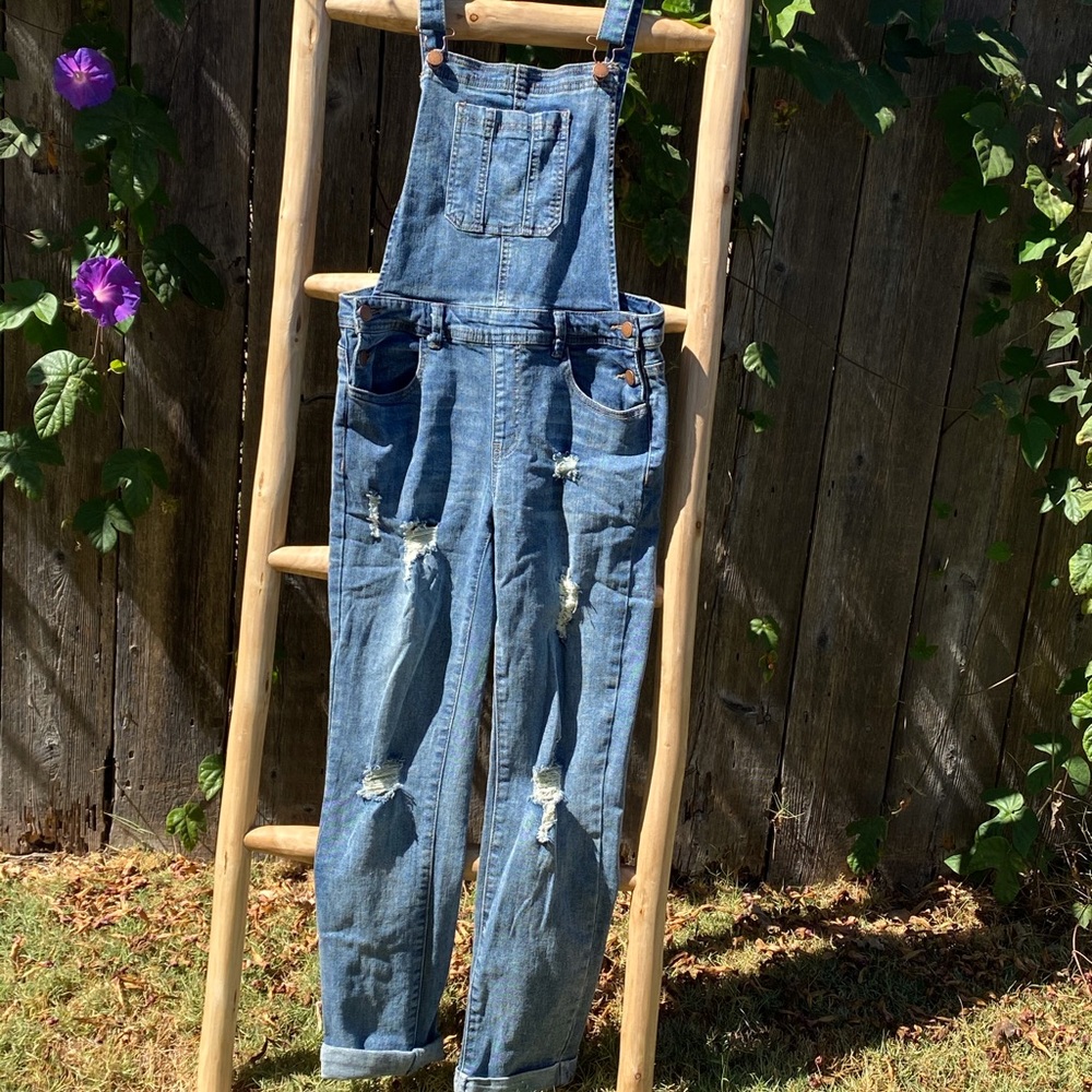 Fitted jean overalls